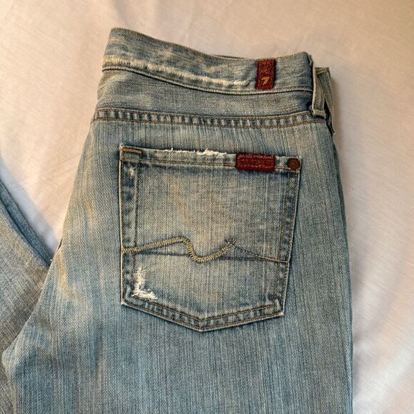 Seven for all Mankind denim straight leg bootcut medium wash jeans 31 - Picture 2 of 9
